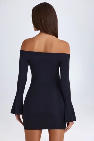 Rochie mini cu decupaje și umeri decupați Madelina, negru
