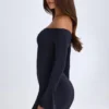 Rochie mini cu decupaje și umeri decupați Madelina, negru Rochie mini cu decupaje și umeri decupați Madelina, negru