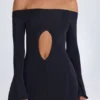 Rochie mini cu decupaje și umeri decupați Madelina, negru Rochie mini cu decupaje și umeri decupați Madelina, negru