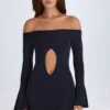 Rochie mini cu decupaje și umeri decupați Madelina, negru Rochie mini cu decupaje și umeri decupați Madelina, negru