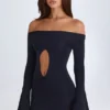 Rochie mini cu decupaje și umeri decupați Madelina, negru Rochie mini cu decupaje și umeri decupați Madelina, negru