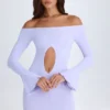 Rochie mini cu decupaje și umeri descoperiți Madelina, în nuanța Soft Lilac Rochie mini cu decupaje și umeri descoperiți Madelina, în nuanța Soft Lilac