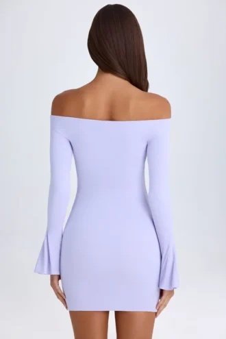 Rochie mini cu decupaje și umeri descoperiți Madelina, în nuanța Soft Lilac