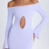 Rochie mini cu decupaje și umeri descoperiți Madelina, în nuanța Soft Lilac Rochie mini cu decupaje și umeri descoperiți Madelina, în nuanța Soft Lilac