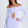 Rochie mini cu decupaje și umeri descoperiți Madelina, în nuanța Soft Lilac Rochie mini cu decupaje și umeri descoperiți Madelina, în nuanța Soft Lilac