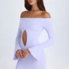 Rochie mini cu decupaje și umeri descoperiți Madelina, în nuanța Soft Lilac Rochie mini cu decupaje și umeri descoperiți Madelina, în nuanța Soft Lilac