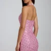 Rochie mini cu gât halter și decorațiuni Arlona, roz Rochie mini cu gât halter și decorațiuni Arlona, roz
