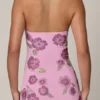 Rochie mini cu gât halter și decorațiuni Galene, în roz pal Rochie mini cu gât halter și decorațiuni Galene, în roz pal