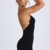 Rochie mini cu gât halter și detalii cu bretele Tesni, negru Rochie mini cu gât halter și detalii cu bretele Tesni, negru