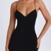 Rochie mini cu gât halter și detalii cu bretele Tesni, negru Rochie mini cu gât halter și detalii cu bretele Tesni, negru