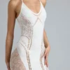 Rochie mini cu gât halter și ornamente Tori, culoare ivoriu Rochie mini cu gât halter și ornamente Tori, culoare ivoriu