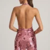 Rochie mini cu gât halter și paiete Avenza, roz Rochie mini cu gât halter și paiete Avenza, roz