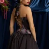 Rochie mini cu guler halter, șireturi și tiv bufant Nanala, cu imprimeu floral, negru Rochie mini cu guler halter, șireturi și tiv bufant Nanala, cu imprimeu floral, negru