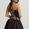 Rochie mini cu guler halter, șireturi și tiv bufant Nanala, cu imprimeu floral, negru Rochie mini cu guler halter, șireturi și tiv bufant Nanala, cu imprimeu floral, negru