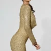 Rochie mini cu guler înalt și decorațiuni Arlowe, în culoarea auriu Rochie mini cu guler înalt și decorațiuni Arlowe, în culoarea auriu
