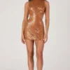 Rochie mini cu guler înalt și decorațiuni Romilly, în culoarea bronz Rochie mini cu guler înalt și decorațiuni Romilly, în culoarea bronz