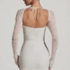 Rochie mini cu mâneci lungi și decorațiuni St Germain, albă Rochie mini cu mâneci lungi și decorațiuni St Germain, albă
