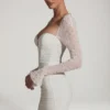Rochie mini cu mâneci lungi și decorațiuni St Germain, albă Rochie mini cu mâneci lungi și decorațiuni St Germain, albă