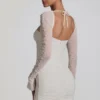 Rochie mini cu mâneci lungi și decorațiuni St Germain, albă Rochie mini cu mâneci lungi și decorațiuni St Germain, albă