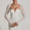 Rochie mini cu mâneci lungi și decorațiuni St Germain, albă Rochie mini cu mâneci lungi și decorațiuni St Germain, albă