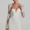Rochie mini cu mâneci lungi și decorațiuni St Germain, albă Rochie mini cu mâneci lungi și decorațiuni St Germain, albă