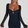 Rochie mini cu mâneci lungi și decorațiuni St Germain, negru Rochie mini cu mâneci lungi și decorațiuni St Germain, negru