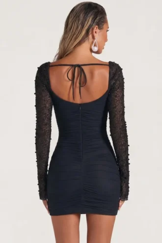 Rochie mini cu mâneci lungi și decorațiuni St Germain, negru Rochie mini cu mâneci lungi și decorațiuni St Germain, negru