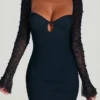 Rochie mini cu mâneci lungi și decorațiuni St Germain, negru Rochie mini cu mâneci lungi și decorațiuni St Germain, negru