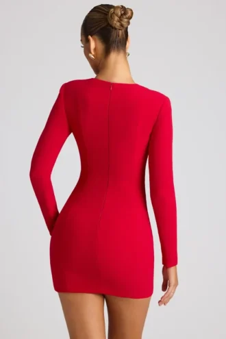 Rochie mini cu mâneci lungi și decupaj în formă de inimă Luciana, în roșu aprins Rochie mini cu mâneci lungi și decupaj în formă de inimă Luciana, în roșu aprins
