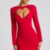 Rochie mini cu mâneci lungi și decupaj în formă de inimă Luciana, în roșu aprins Rochie mini cu mâneci lungi și decupaj în formă de inimă Luciana, în roșu aprins