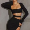 Rochie mini cu mâneci lungi și decupaje Enya, negru Rochie mini cu mâneci lungi și decupaje Enya, negru