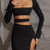 Rochie mini cu mâneci lungi și decupaje Enya, negru Rochie mini cu mâneci lungi și decupaje Enya, negru