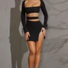 Rochie mini cu mâneci lungi și decupaje Enya, negru Rochie mini cu mâneci lungi și decupaje Enya, negru