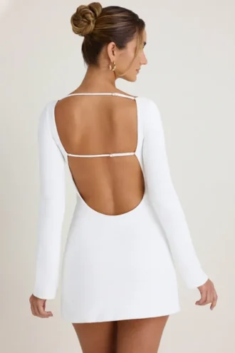 Rochie mini cu mâneci lungi și decupaje Mavisa, albă Rochie mini cu mâneci lungi și decupaje Mavisa, albă