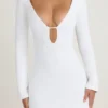 Rochie mini cu mâneci lungi și decupaje Mavisa, albă Rochie mini cu mâneci lungi și decupaje Mavisa, albă
