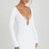 Rochie mini cu mâneci lungi și decupaje Mavisa, albă Rochie mini cu mâneci lungi și decupaje Mavisa, albă