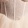 Rochie mini cu mâneci lungi și fustă din tul, cu ornamente, model Calliope, în culoarea Ivory Rochie mini cu mâneci lungi și fustă din tul, cu ornamente, model Calliope, în culoarea Ivory