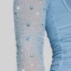 Rochie mini cu mâneci lungi și ornamente St Germain, albastră Rochie mini cu mâneci lungi și ornamente St Germain, albastră