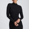 Rochie mini cu mâneci lungi și spate decupat Yara Modal, negru