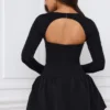 Rochie mini cu mâneci lungi și tiv bufant Viola, negru Rochie mini cu mâneci lungi și tiv bufant Viola, negru