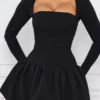 Rochie mini cu mâneci lungi și tiv bufant Viola, negru Rochie mini cu mâneci lungi și tiv bufant Viola, negru