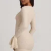 Rochie mini cu mâneci lungi și volane din dantelă Nara, culoare Ivory Rochie mini cu mâneci lungi și volane din dantelă Nara, culoare Ivory