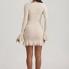 Rochie mini cu mâneci lungi și volane din dantelă Nara, culoare Ivory Rochie mini cu mâneci lungi și volane din dantelă Nara, culoare Ivory