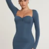 Rochie mini cu mâneci lungi și volane Perrie din amestec de modal și cașmir, în culoarea French Navy Rochie mini cu mâneci lungi și volane Perrie din amestec de modal și cașmir, în culoarea French Navy