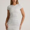 Rochie mini cu pantaloni scurți din modal Jazlyn, cu dungi albastre și galbene Rochie mini cu pantaloni scurți din modal Jazlyn, cu dungi albastre și galbene