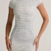 Rochie mini cu pantaloni scurți din modal Jazlyn, cu dungi albastre și galbene Rochie mini cu pantaloni scurți din modal Jazlyn, cu dungi albastre și galbene