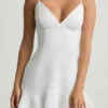 Rochie mini cu talie joasă și șireturi Daria, în culoarea alb Rochie mini cu talie joasă și șireturi Daria, în culoarea alb