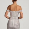 Rochie mini cu umeri decupați și decorați Leonora, albă Rochie mini cu umeri decupați și decorați Leonora, albă