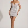 Rochie mini cu umeri decupați și decorați Leonora, albă Rochie mini cu umeri decupați și decorați Leonora, albă
