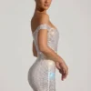 Rochie mini cu umeri decupați și decorați Leonora, albă Rochie mini cu umeri decupați și decorați Leonora, albă